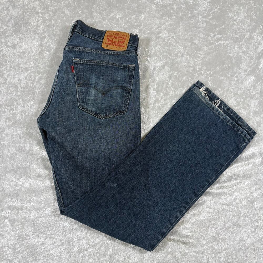 Levi Struass 527 Mens Blue Denim Jeans 36x34 Distressed